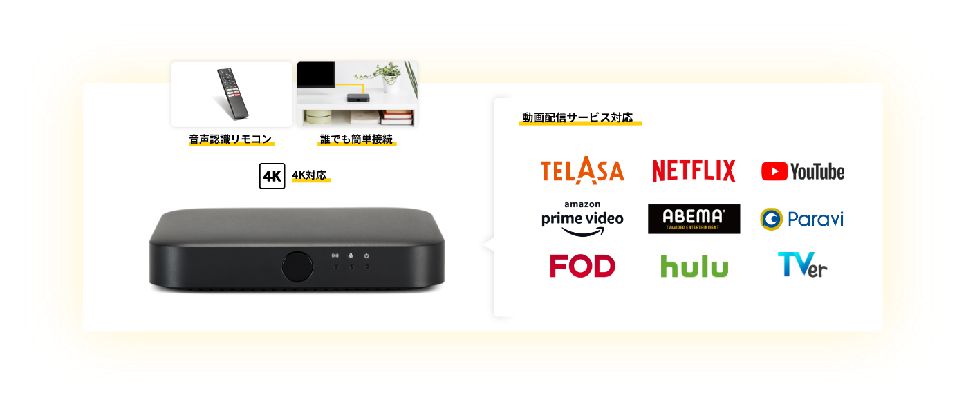 音声認識リモコン 誰でも簡単接続 4K対応 動画配信サービス対応